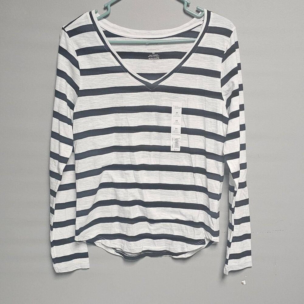Sonoma Women's White and Blue Shirt